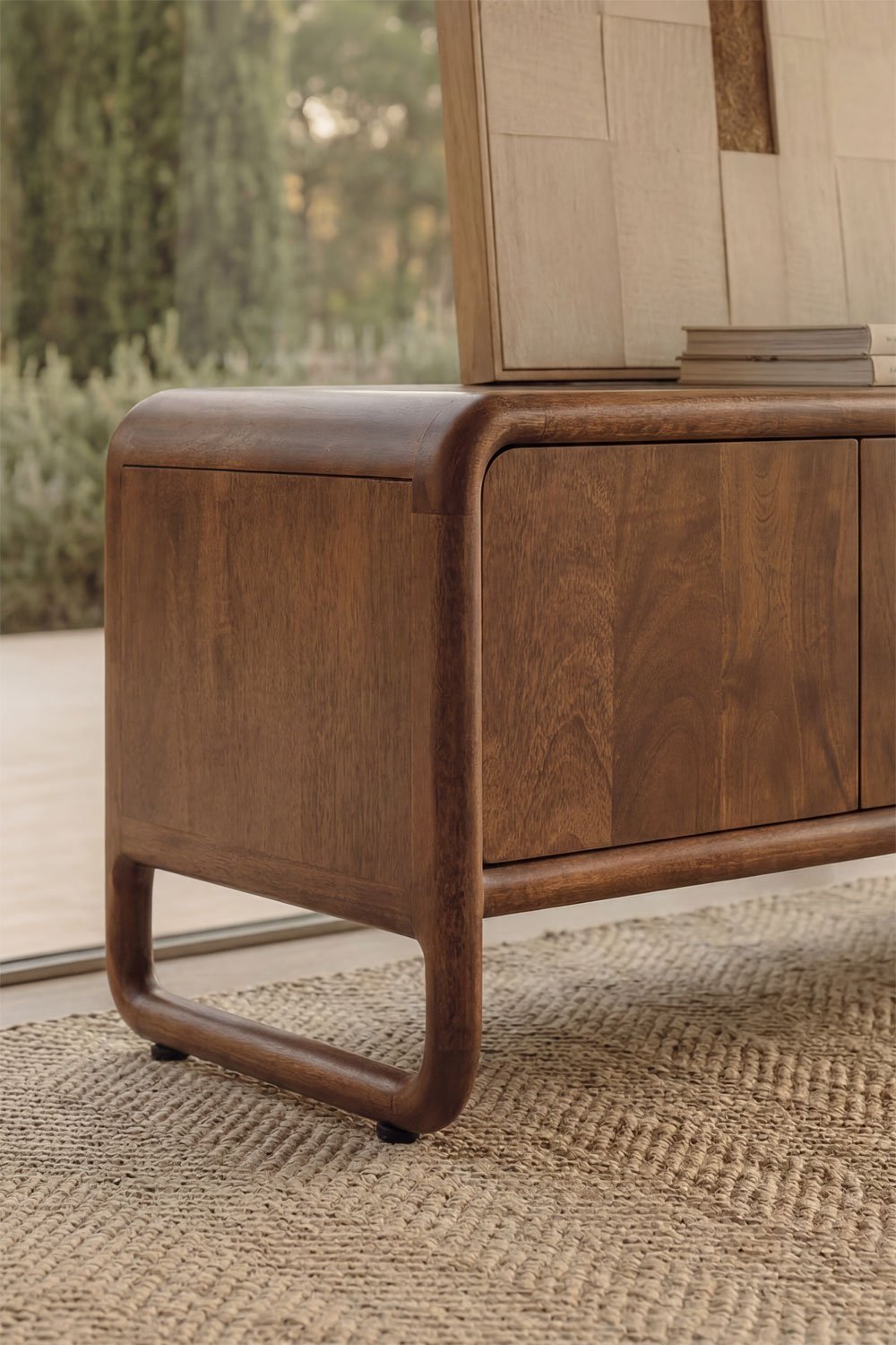 Maupaul 180x40 cm TV stand in dark mango wood, gallery image 2