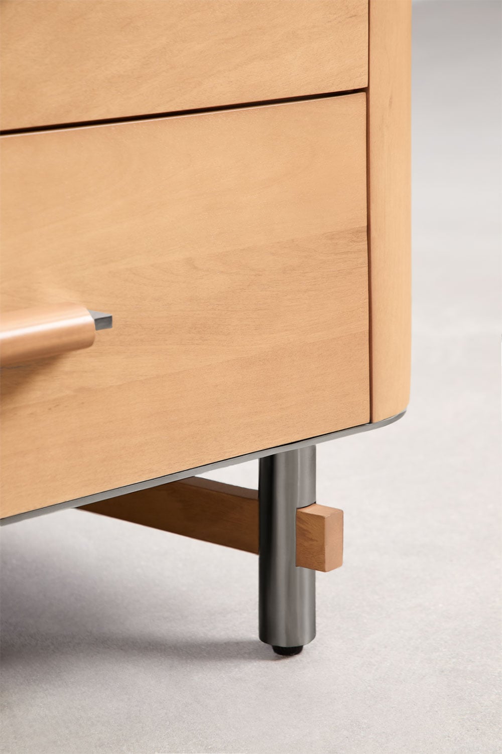 6-drawer chest 140x45 cm in mango wood and steel Osaka, gallery image 8