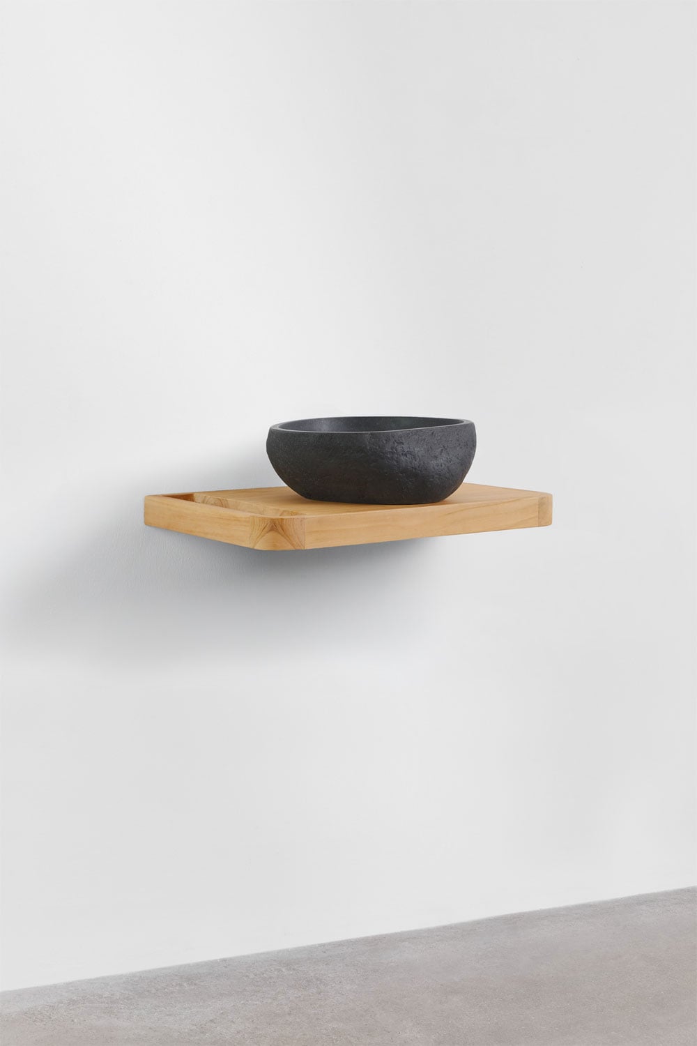 Suspended 70x45 cm bathroom furniture set in teak wood Neill, gallery image 4