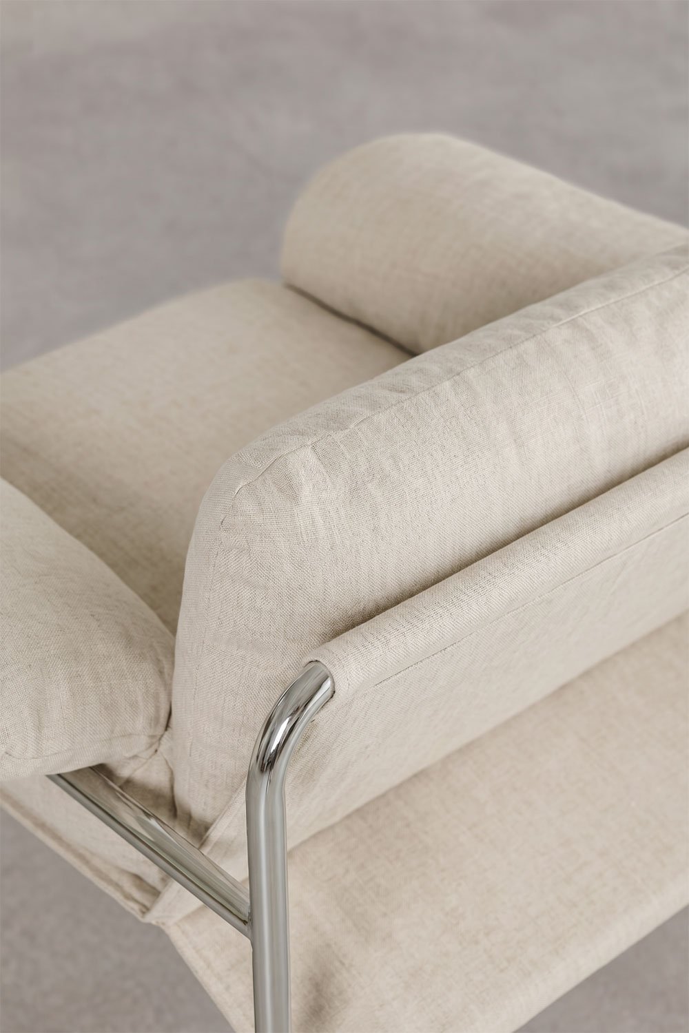 Pack of 2 armchairs in chenille and iron Evani, gallery image 7