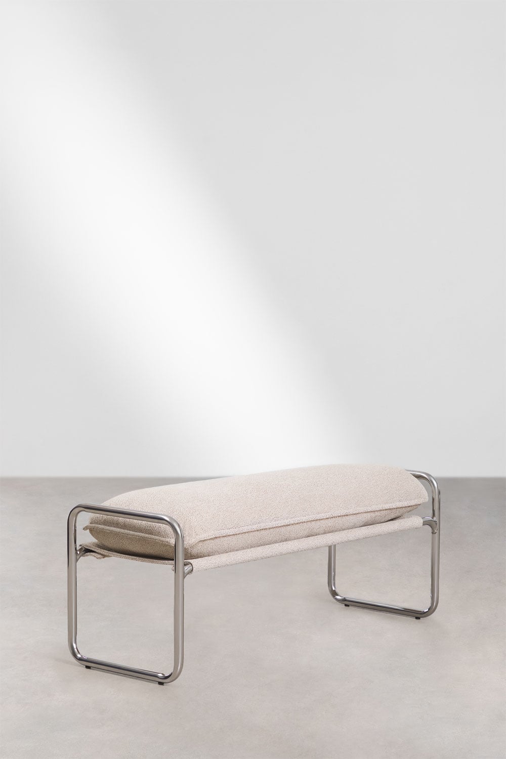 Bench 110 cm upholstered in bouclé natural colours Matilda, gallery image 3