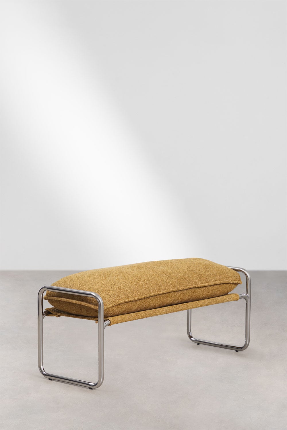 Bench 110 cm upholstered in honey yellow bouclé Matilda, gallery image 3