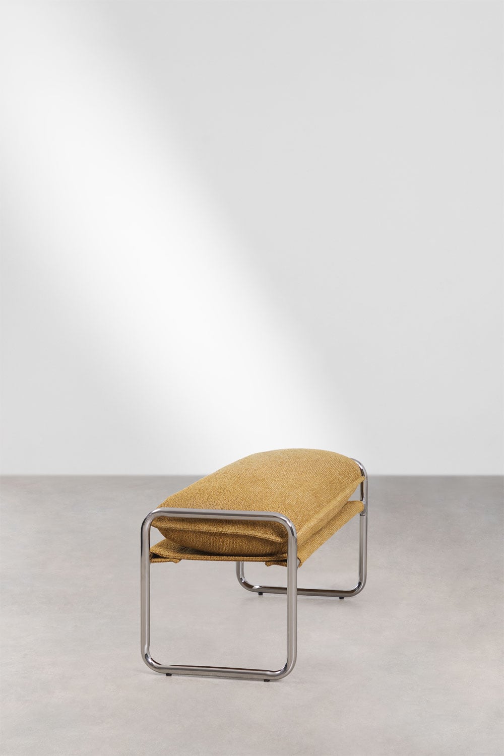 Bench 110 cm upholstered in honey yellow bouclé Matilda, gallery image 4