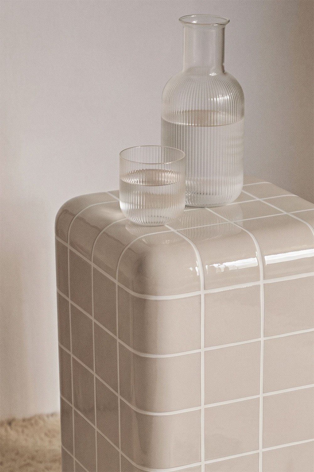 Pack of 2 nightstands 30x30 cm in cement tile look Eleonor, gallery image 2