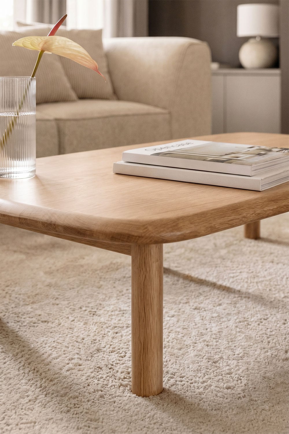 Rectangular coffee table 100x65 cm in Treveris wood, gallery image 2