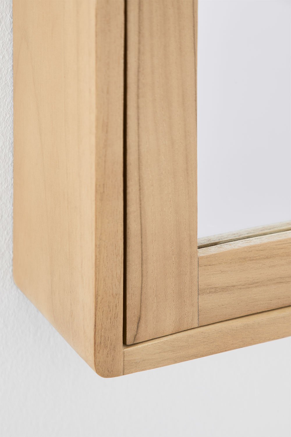 Square 60x60 cm wall cabinet for bathroom in teak wood with rectangular mirror Ian, gallery image 5