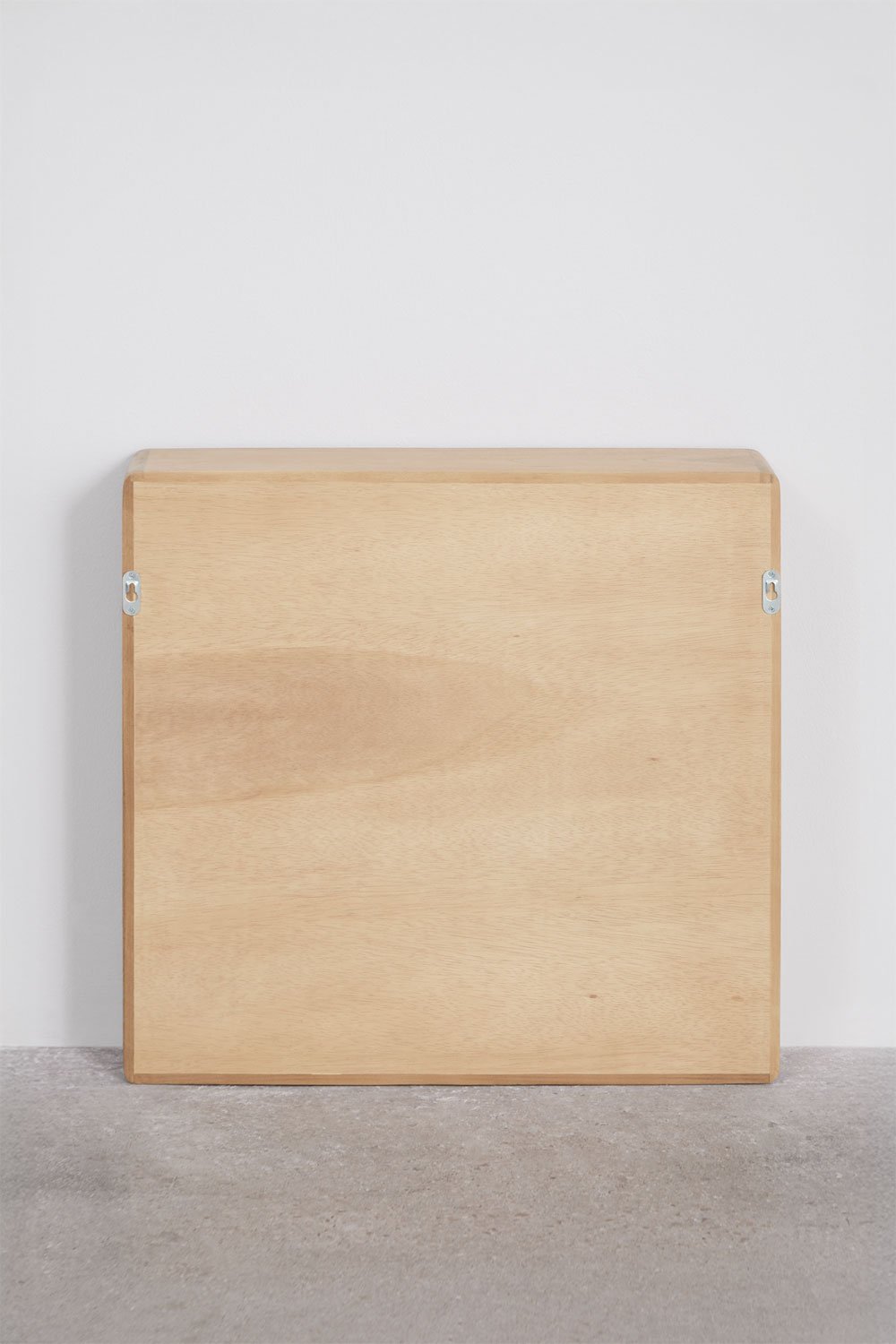 Square 60x60 cm wall cabinet for bathroom in teak wood with rectangular mirror Ian, gallery image 8