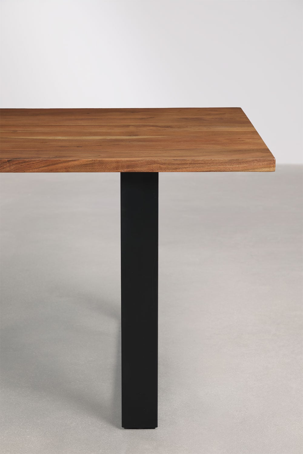 Rectangular dining table 200x100 cm in acacia wood and steel Milet, gallery image 5