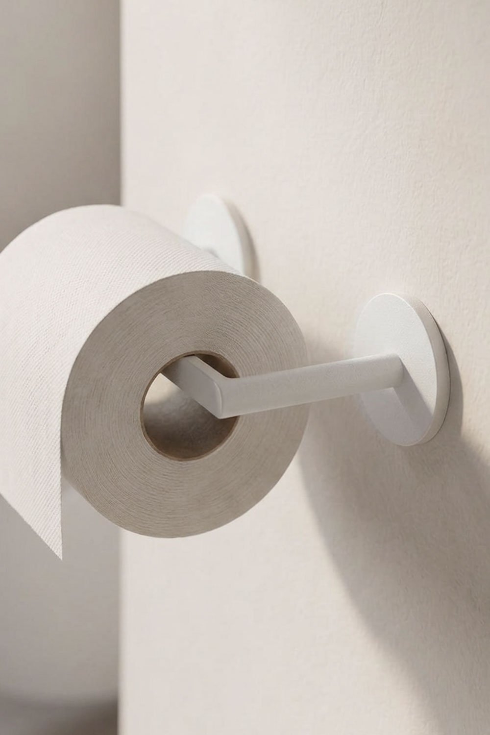 Caldrumi adhesive toilet paper holder in stainless steel, gallery image 2