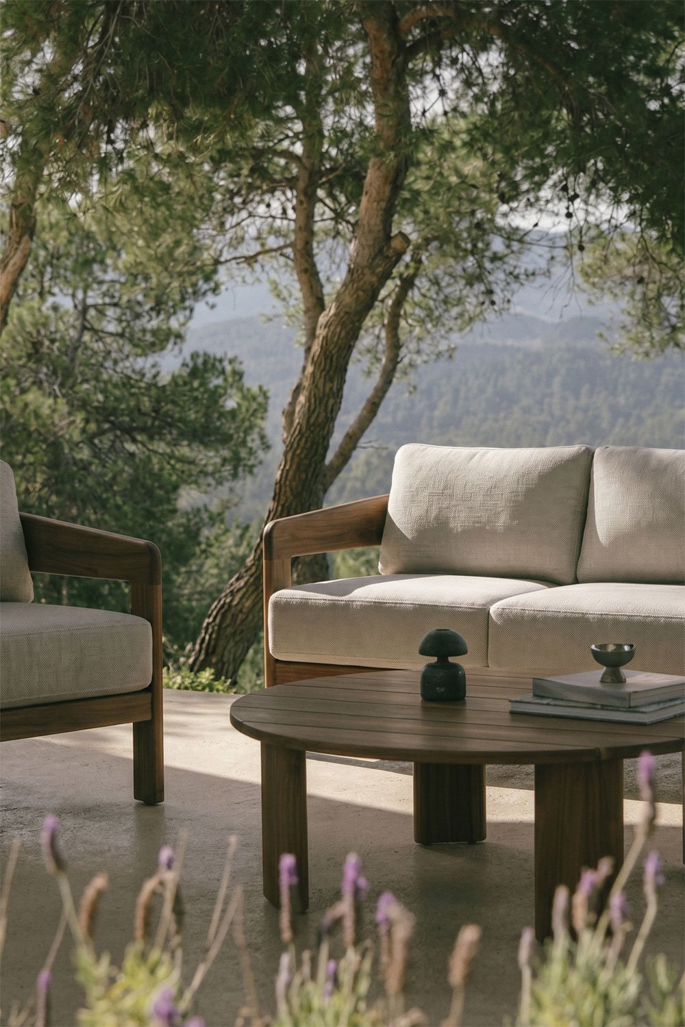 Uleno acacia wood garden set with 3-seater sofa, 2 armchairs, and coffee table, gallery image 2