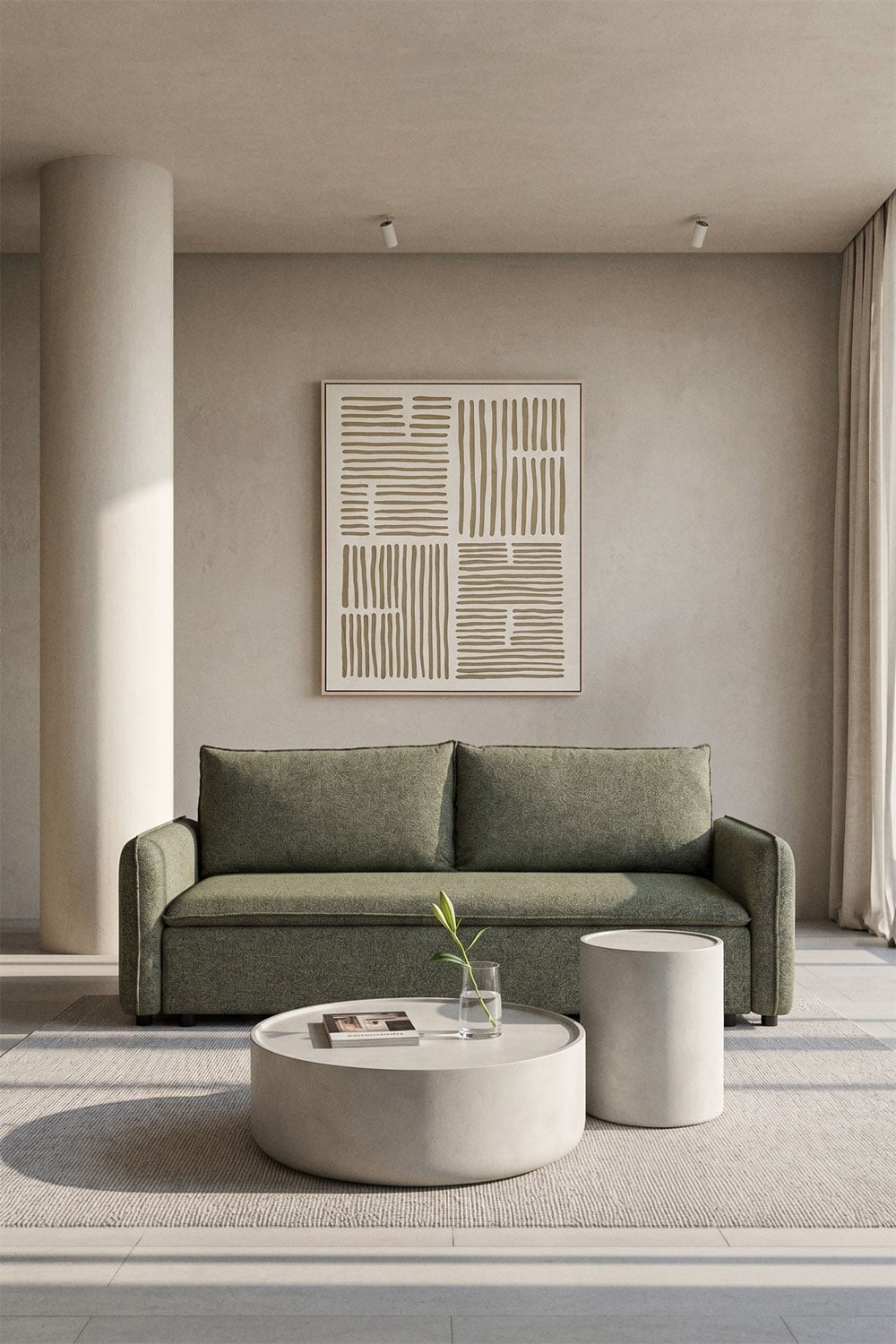 3-seater sofa bed in bouclé fabric Drovi, gallery image 1