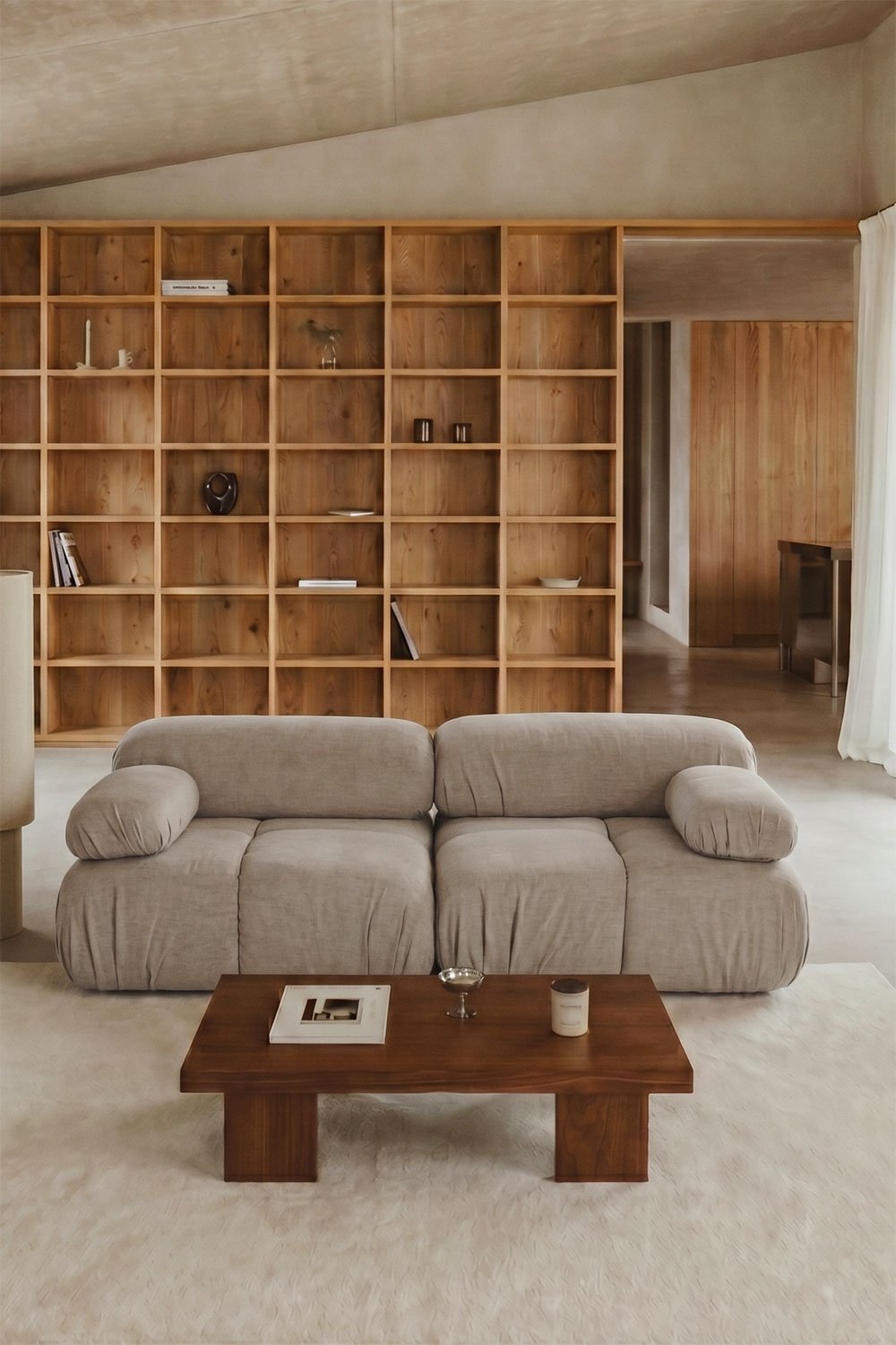 Vacuum-packed 2-piece modular bouclé sofa Kendall, gallery image 1