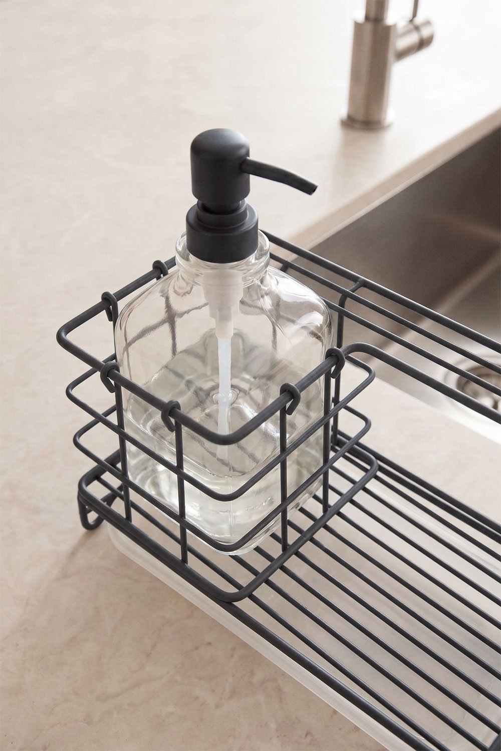 Darcei kitchen soap dispenser in iron and glass, gallery image 2