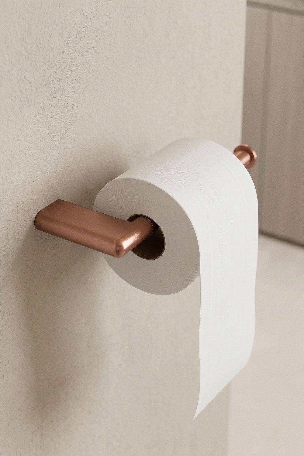 Toilet roll holder in stainless steel and brushed rose gold Rovent, gallery image 2