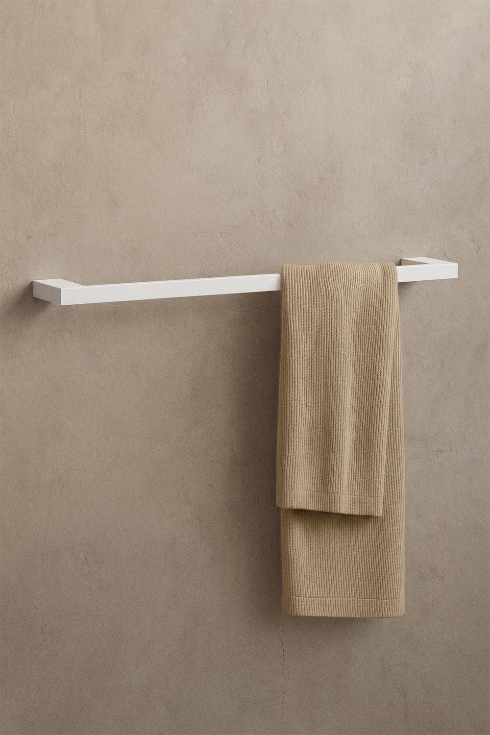 Olvam white stainless steel wall-mounted towel rail with 60 cm bar for the bathroom, gallery image 1