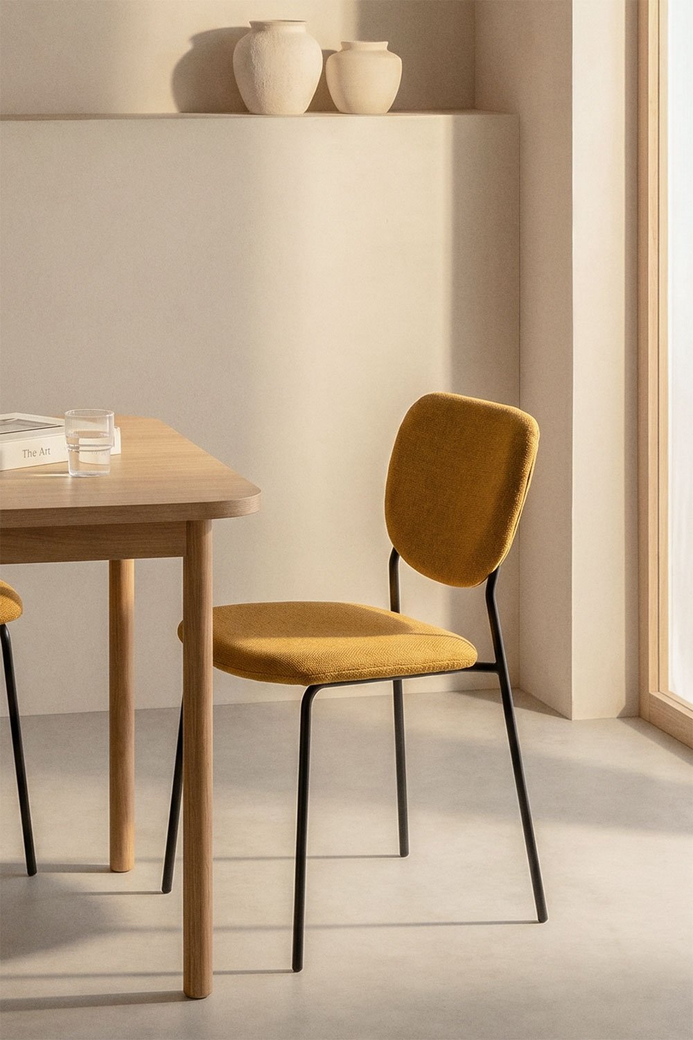 Pack of 4 stackable dining chairs upholstered in Taris fabric, gallery image 1