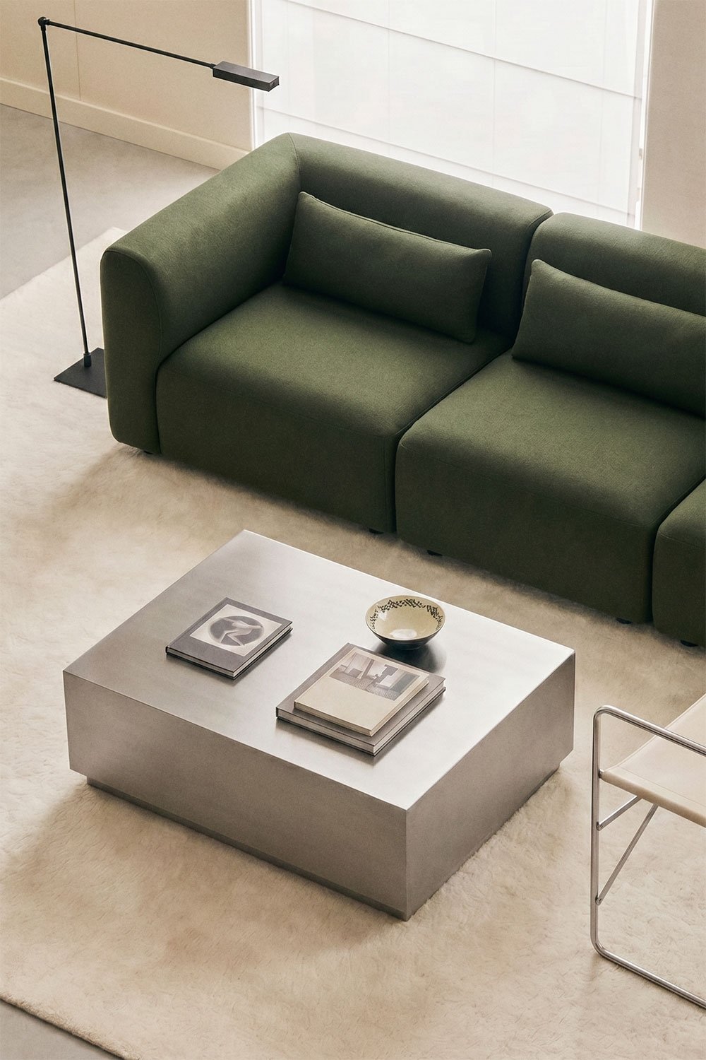 Rectangular coffee table 100x70 cm in stainless steel Iuraima, gallery image 1