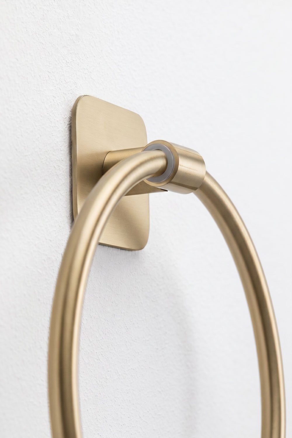 Ondreli self-adhesive wall-mounted towel rail, Ø15 cm, for the bathroom, in brushed gold stainless steel, gallery image 5