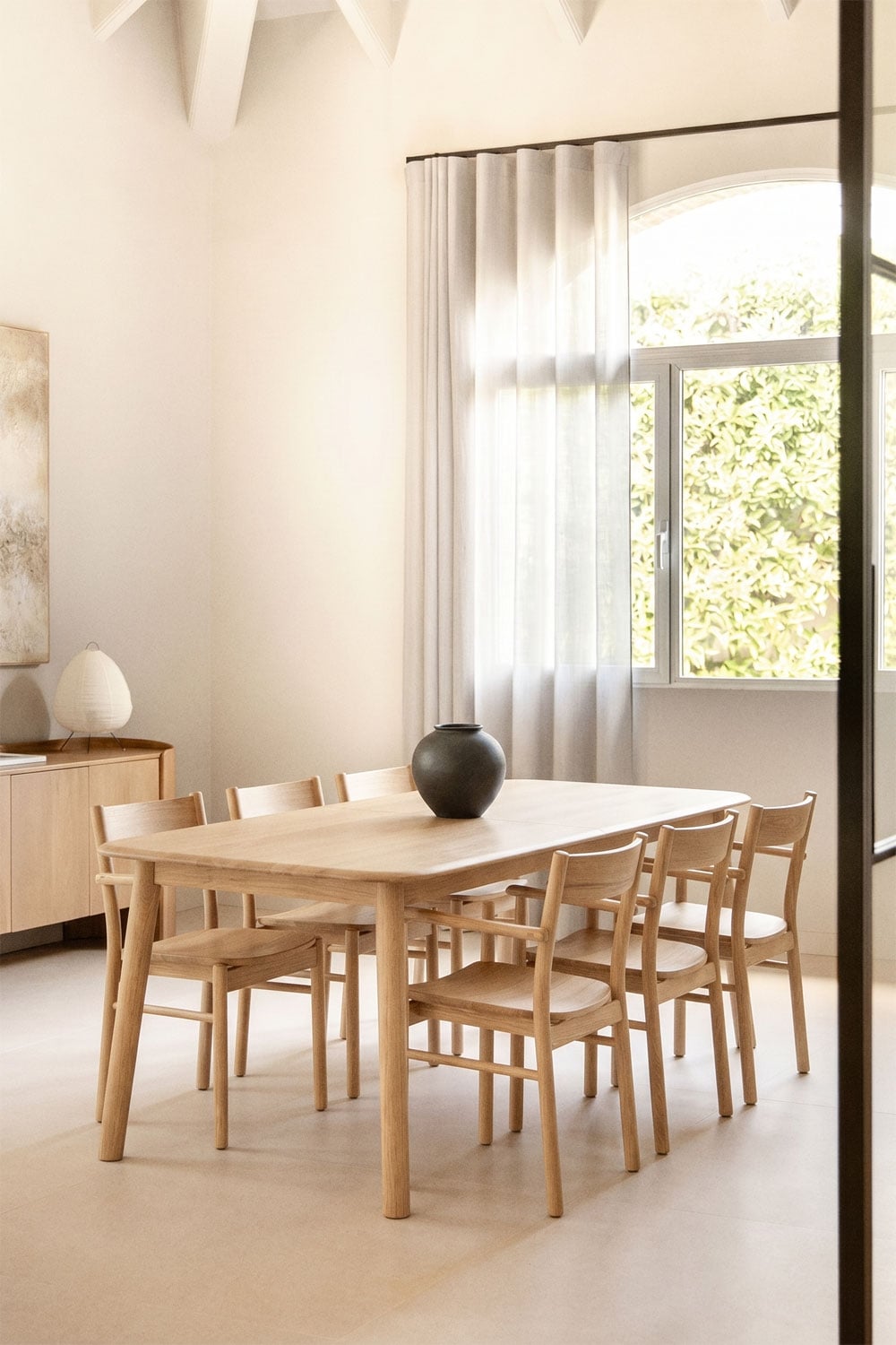 Rectangular dining table 220-320x95 cm extendable in Treveris wood, gallery image 1