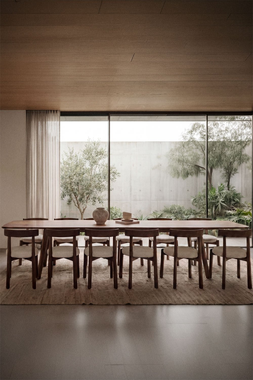 Rectangular dining table 220-320x95 cm extendable in Treveris wood, gallery image 2