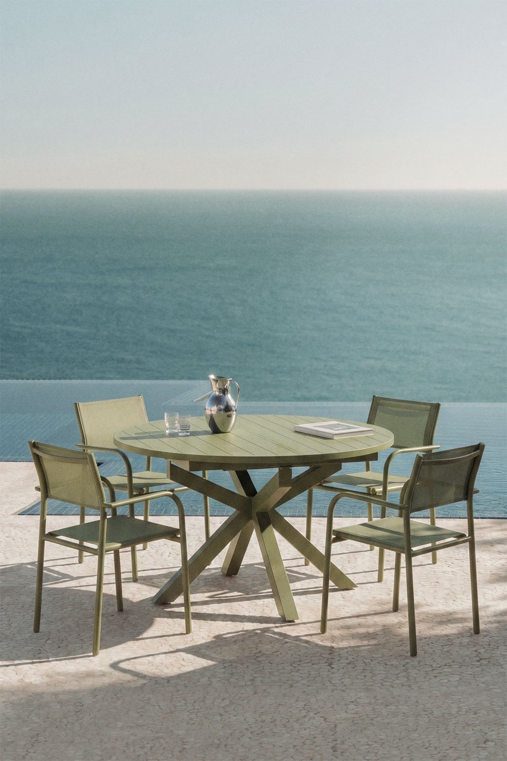 Barces extendable aluminum garden table 145-200x145 cm, gallery image 1