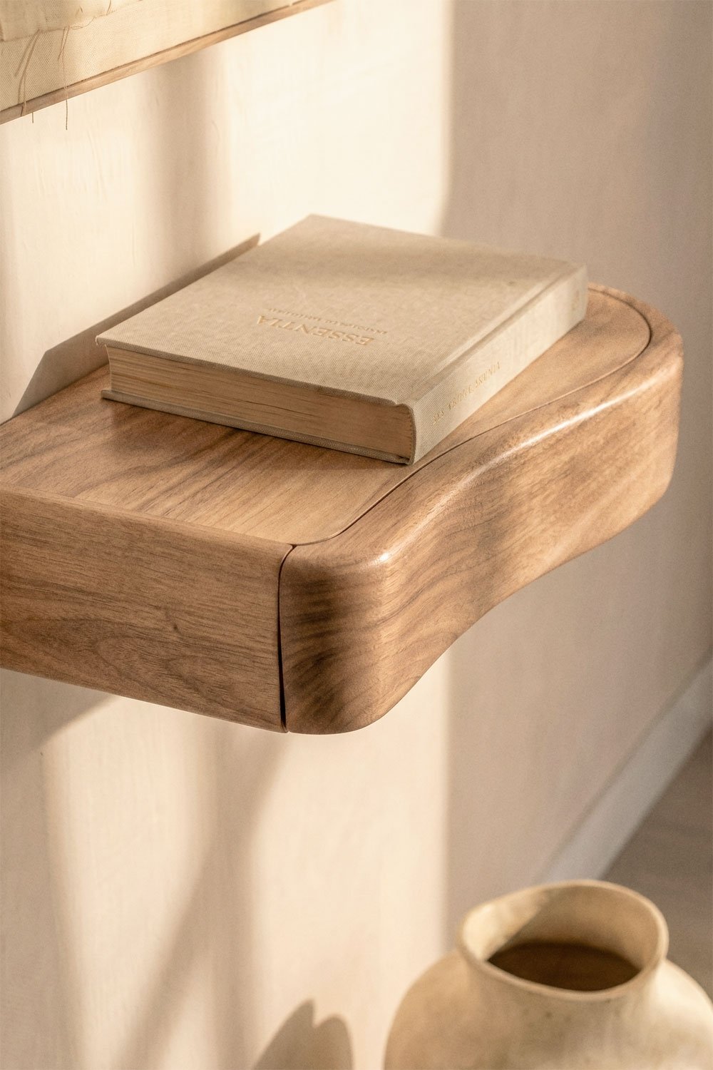 Nireimi acacia wood wall-mounted hallway console with storage, gallery image 2