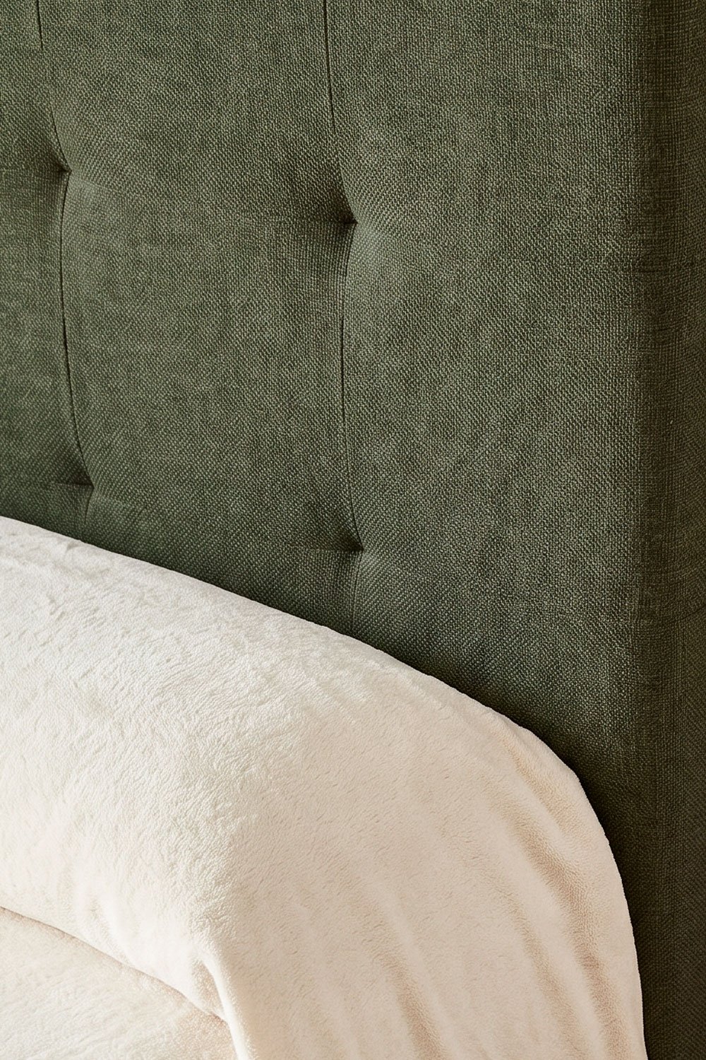 Sage green chenille upholstered headboard for 200 cm bed Artur, gallery image 2