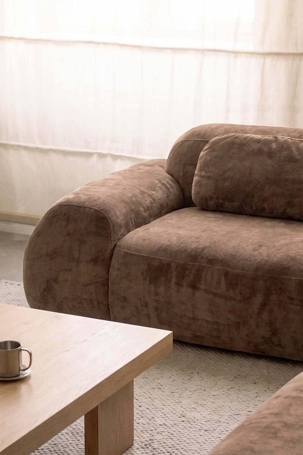 4-piece modular corner sofa with right chaise in vacuum-packed chenille Merida, gallery image 2