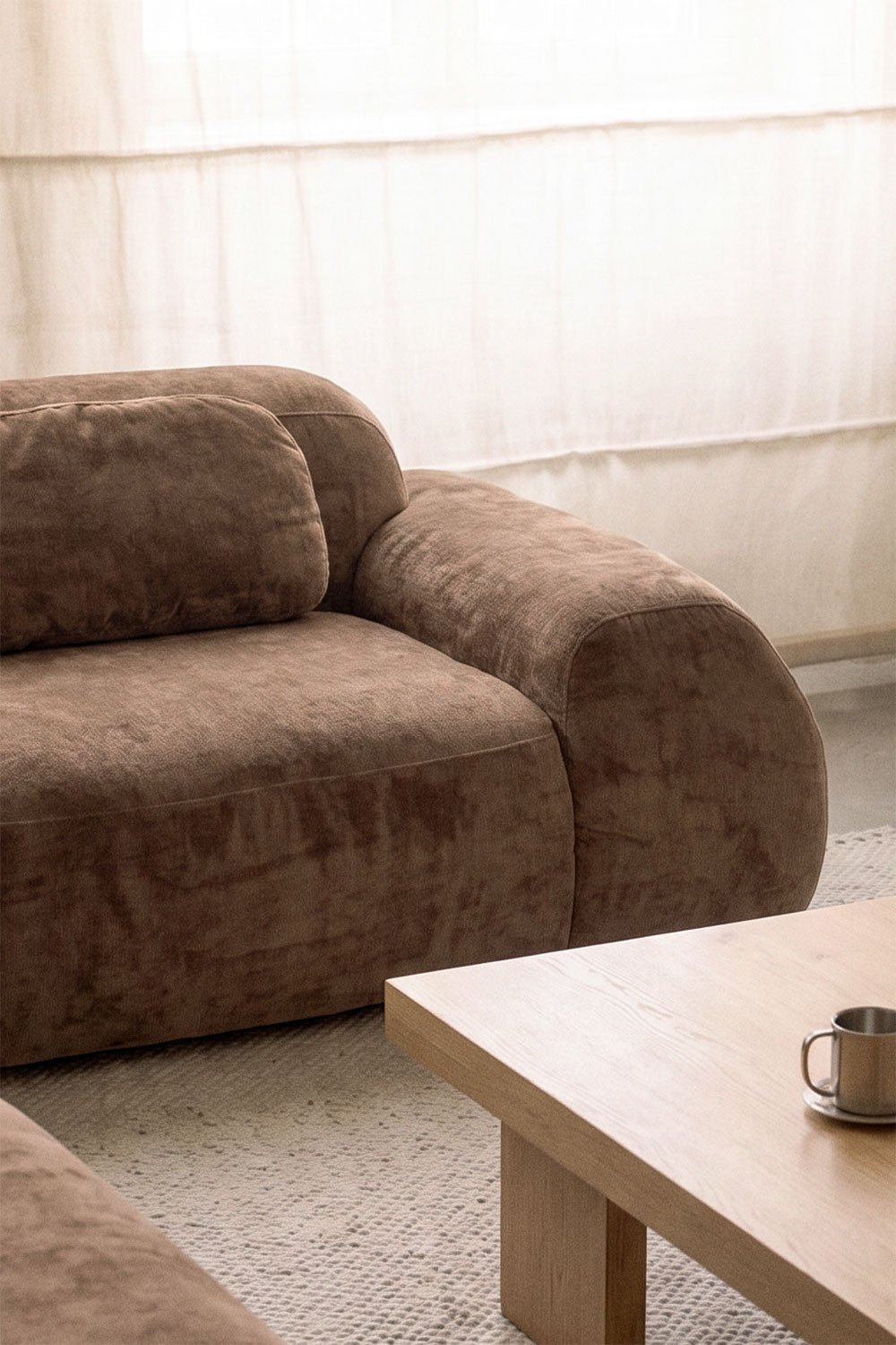 4-piece left chaise modular corner sofa in vacuum-packed chenille Mérida, gallery image 2