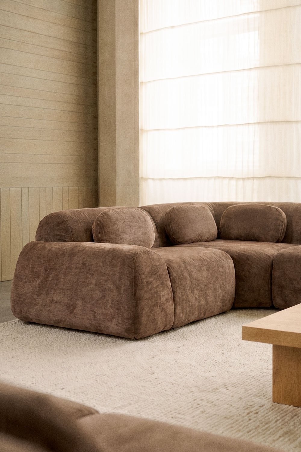 5-piece modular corner sofa in vacuum-packed chenille Merida, gallery image 2