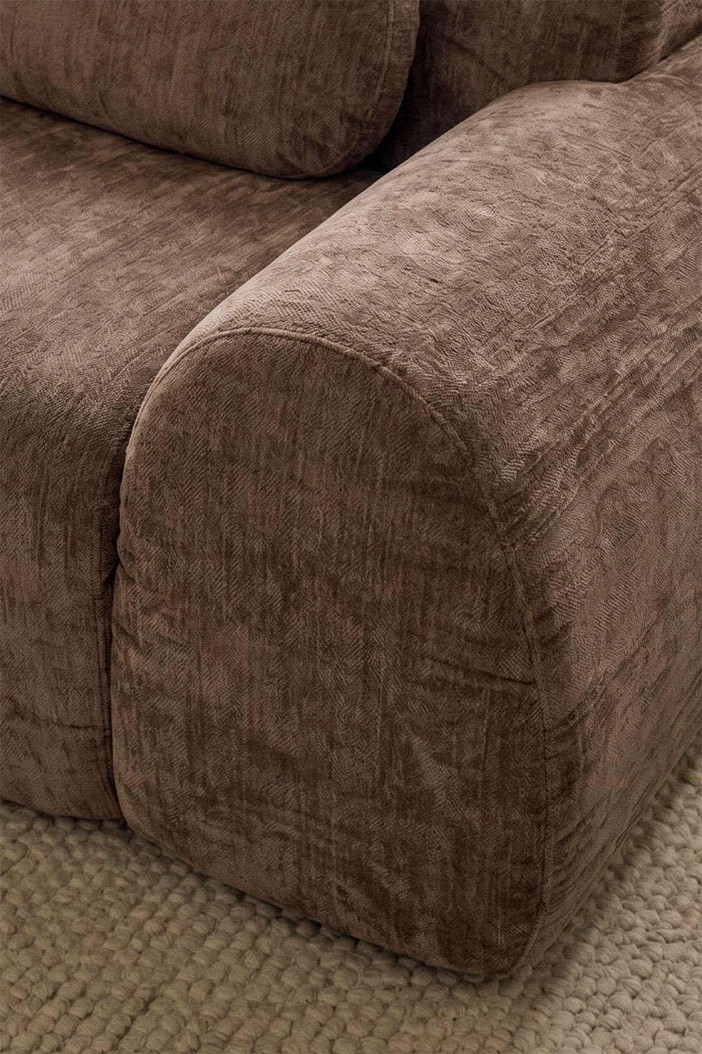 3-piece left chaise modular corner sofa in vacuum-packed chenille Merida, gallery image 2
