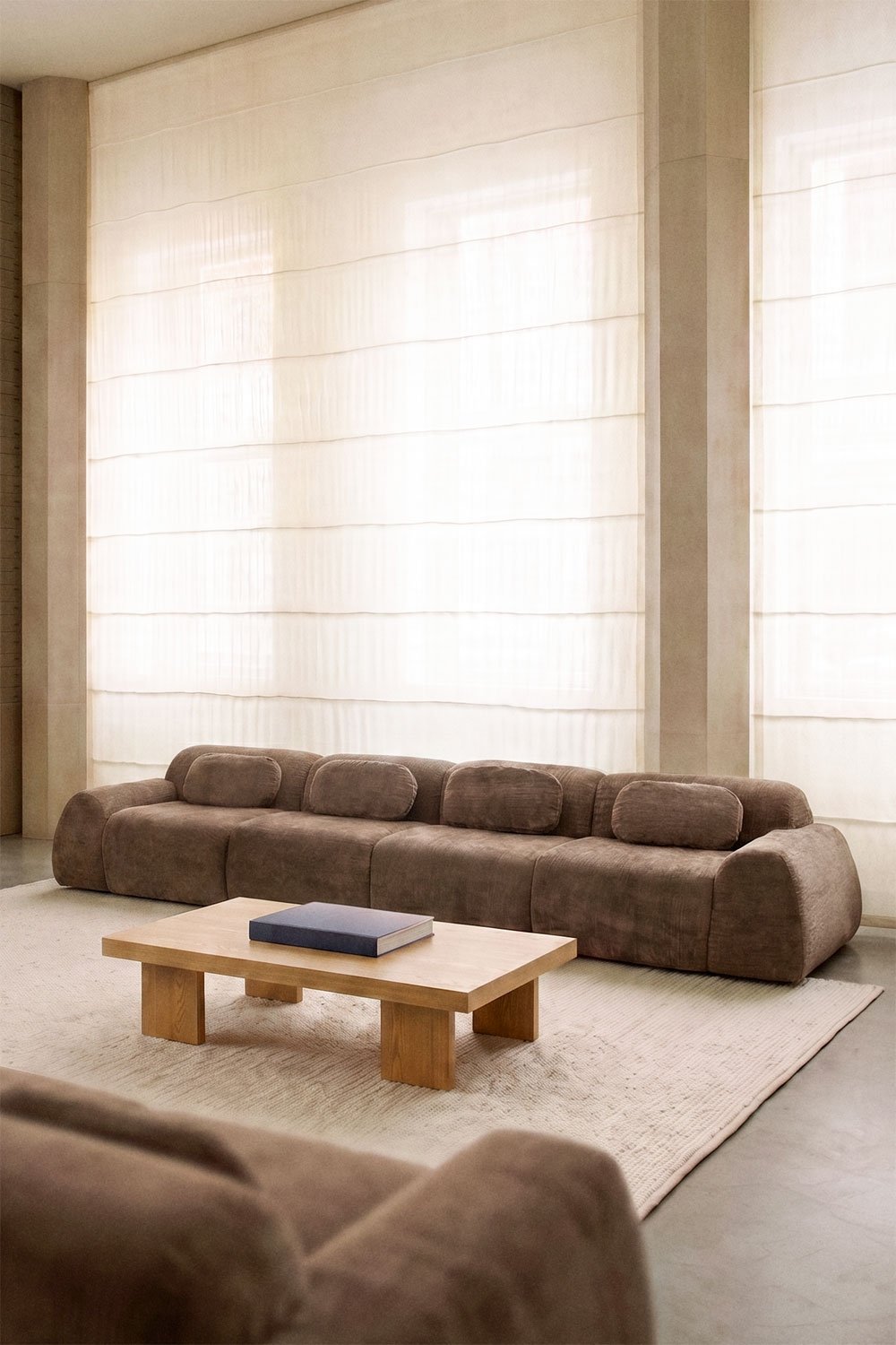 4-piece modular sofa in vacuum-packed chenille Merida, gallery image 1