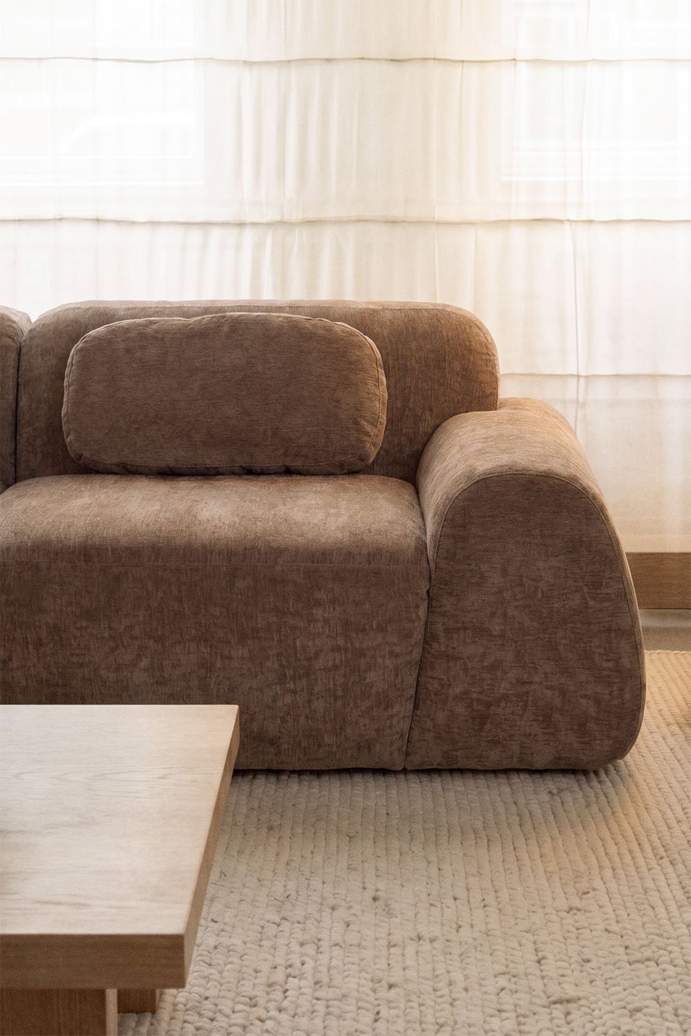 2-piece left chaise modular corner sofa in vacuum-packed chenille Merida, gallery image 2