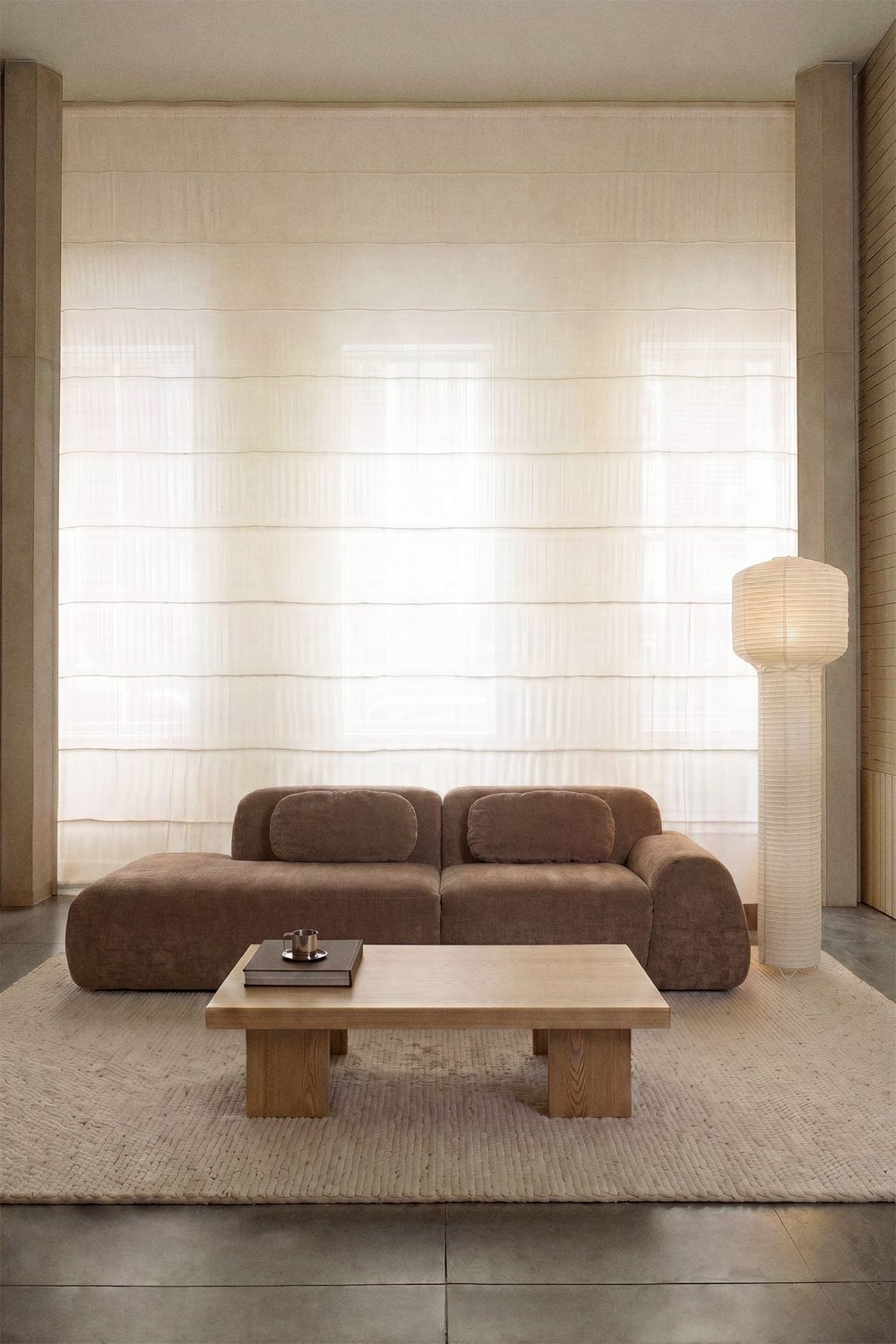 2-piece left chaise modular corner sofa in vacuum-packed chenille Merida, gallery image 1