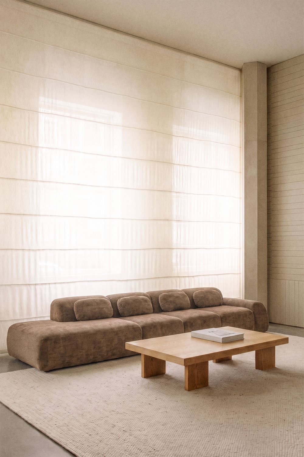 4-piece left chaise modular corner sofa in vacuum-packed chenille Merida, gallery image 1