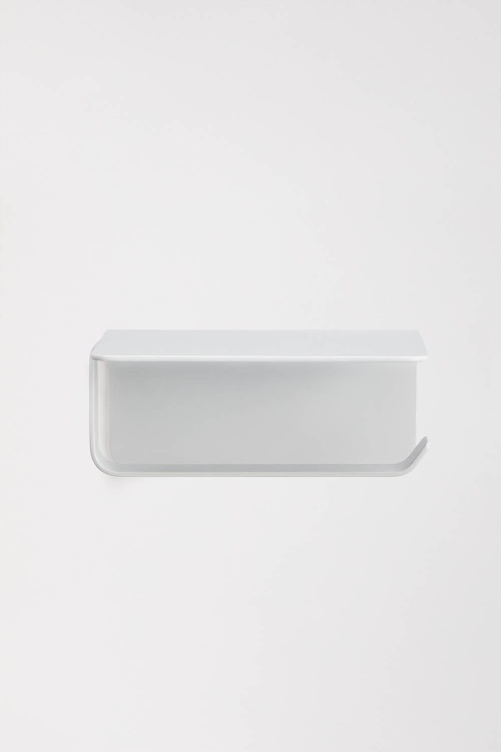 Adhesive toilet paper holder with shelf for bathroom in white stainless steel Ondreli, gallery image 4