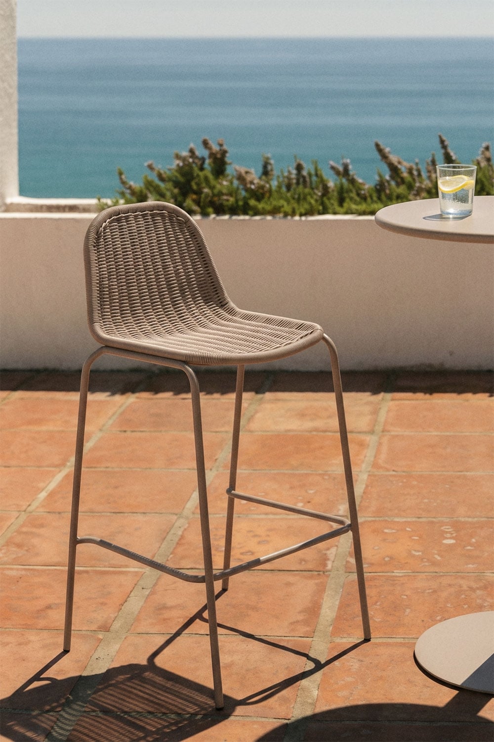 75 cm stackable high garden stool in synthetic wicker by Reiven, gallery image 1