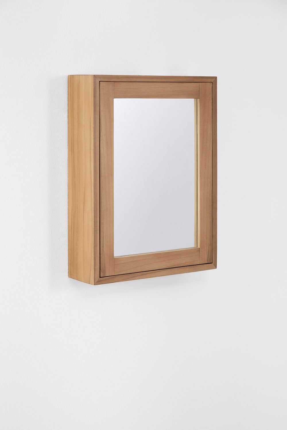 Rectangular Bathroom Wall Cabinet 45x60 cm Teak Wood Mirror Ian, gallery image 3
