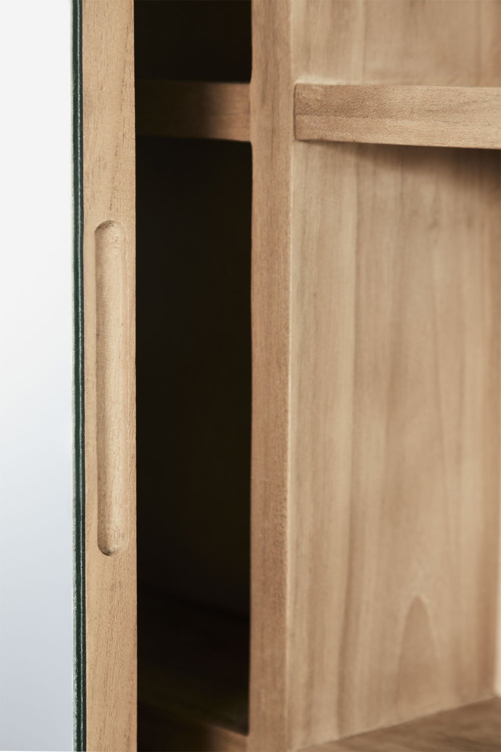 Square 60x60 cm wall cabinet for bathroom in teak wood with mirror Ian, gallery image 7