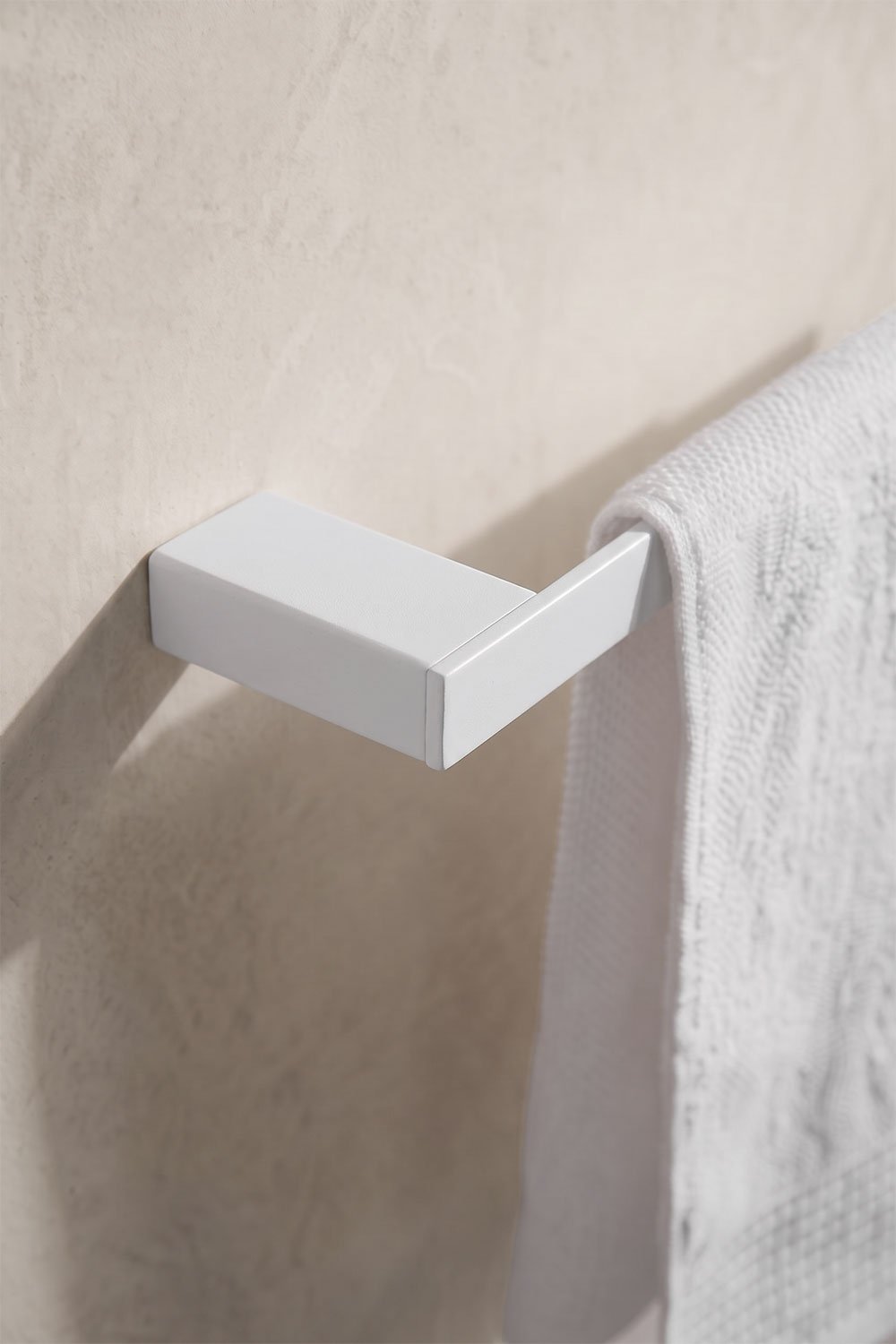 Wall-mounted 30 cm towel rail for bathroom in white stainless steel Olvam, gallery image 2