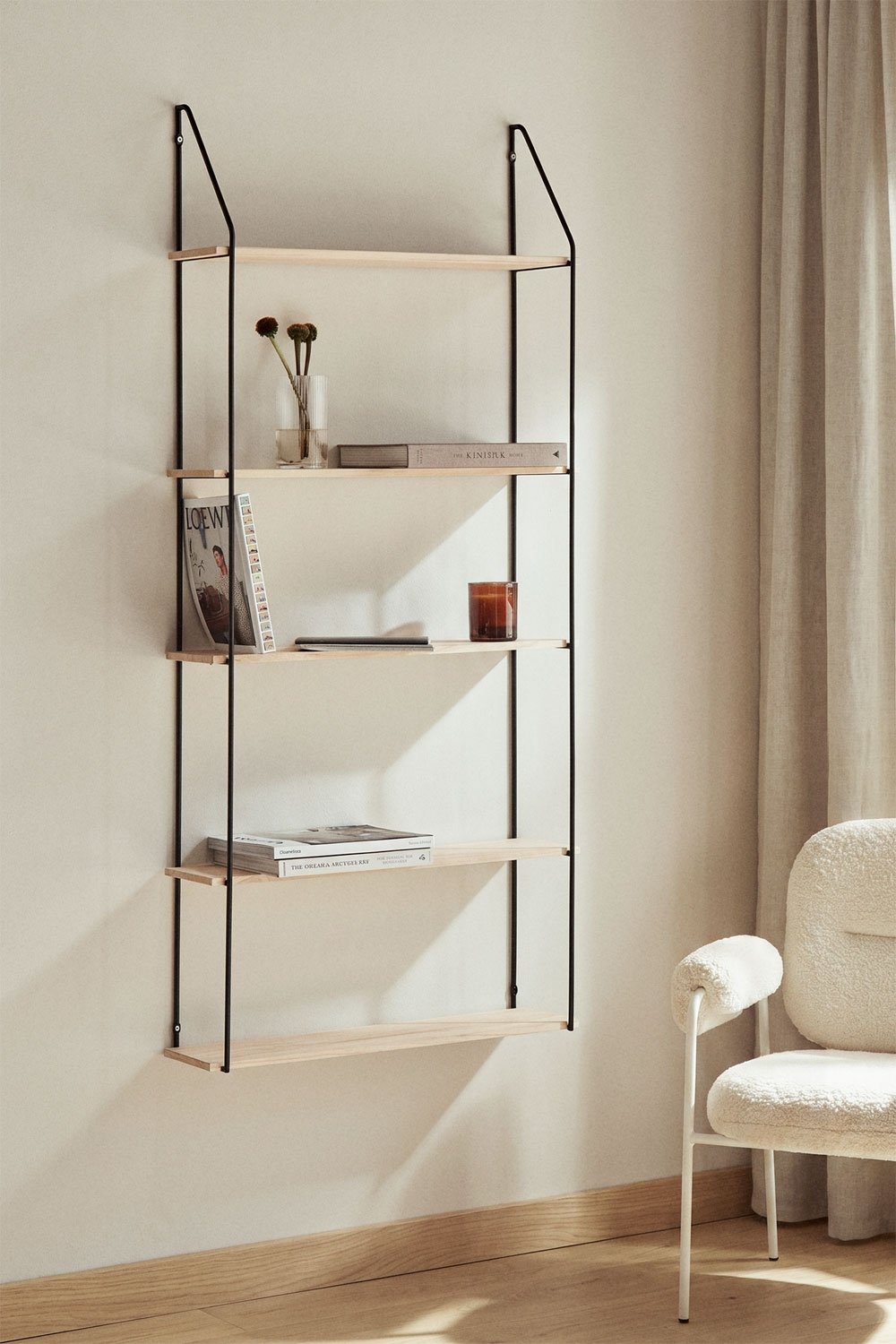 Arison wall shelf ↔︎ 65 cm in wood and steel, gallery image 1