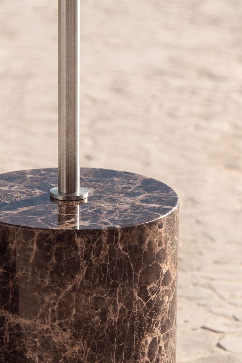 Isasia LED outdoor floor lamp in stainless steel and natural stone, gallery image 2