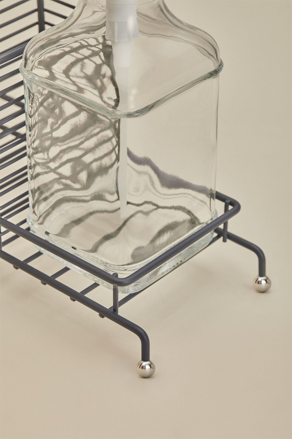 Darcei double kitchen soap dispenser in iron and glass, gallery image 7