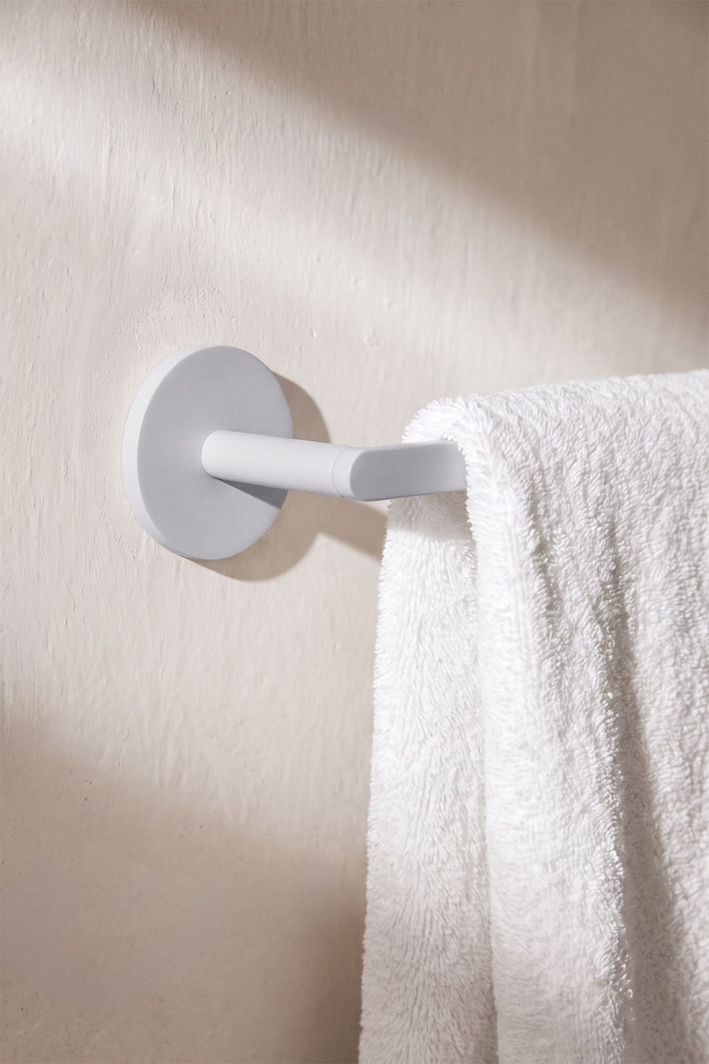 Adhesive wall-mounted towel rail with 30 cm bar for bathroom in white stainless steel Caldrumi, gallery image 2