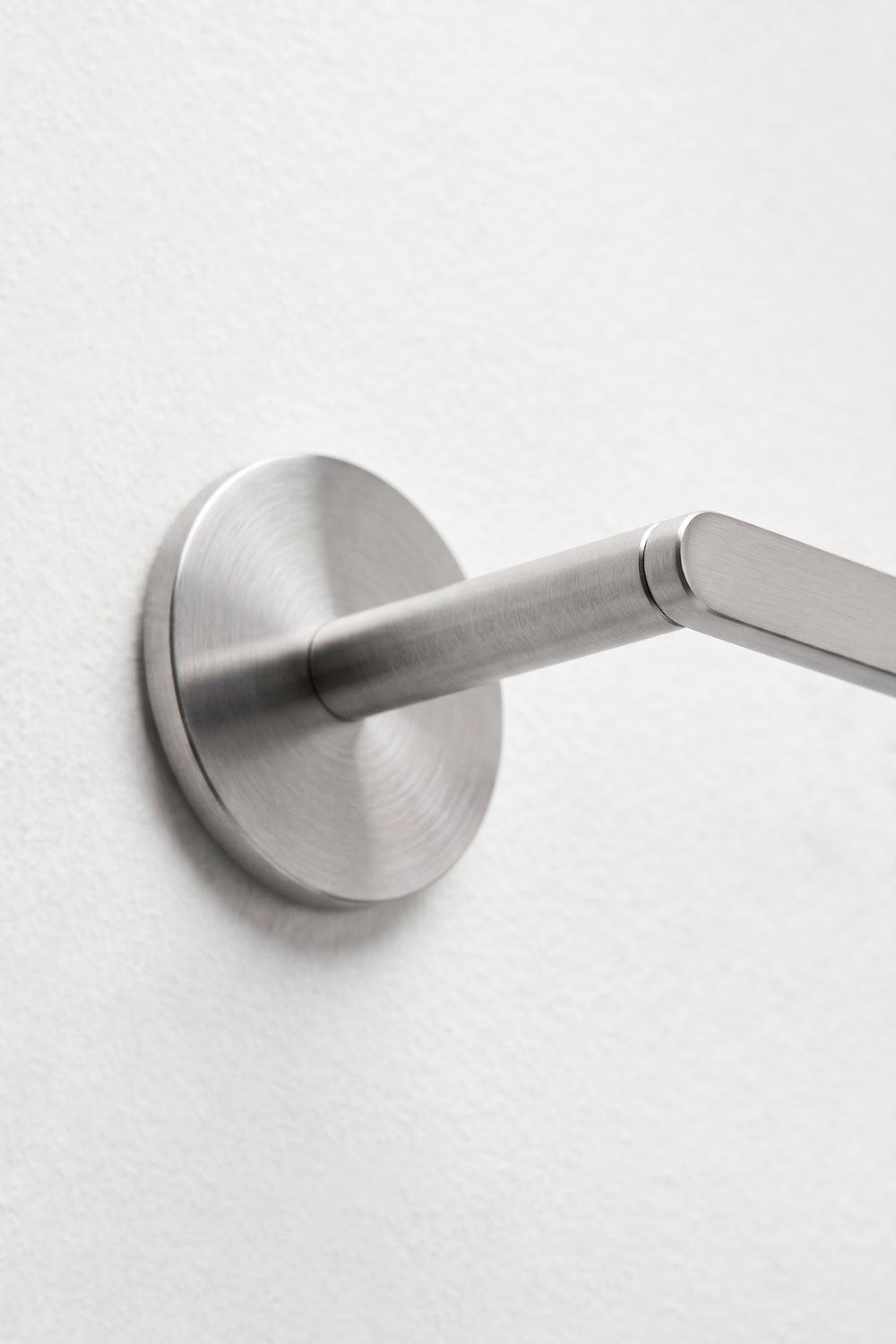 Adhesive wall-mounted towel rail with 30 cm bar for bathroom in brushed grey stainless steel Caldrumi, gallery image 6