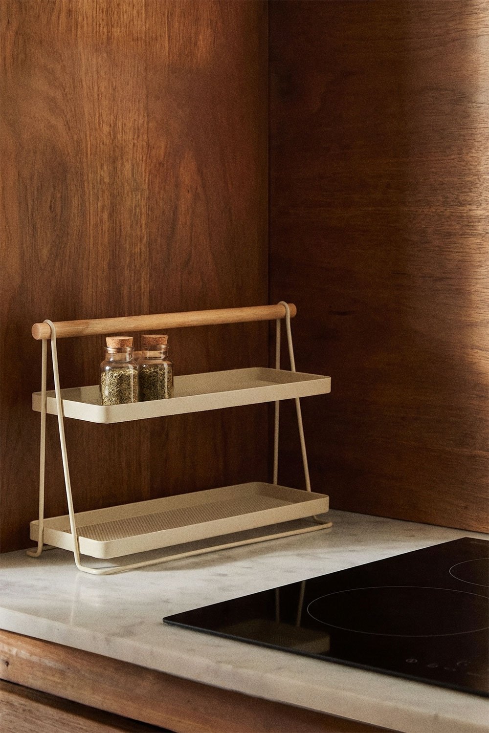 Zestei spice rack in iron and rubberwood, gallery image 1