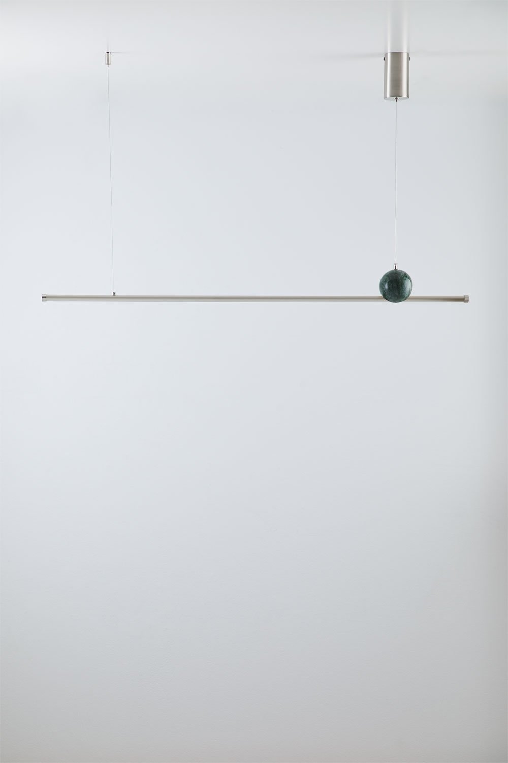 Linear LED 100 cm pendant ceiling lamp in natural stone and iron Lanuvio, gallery image 3