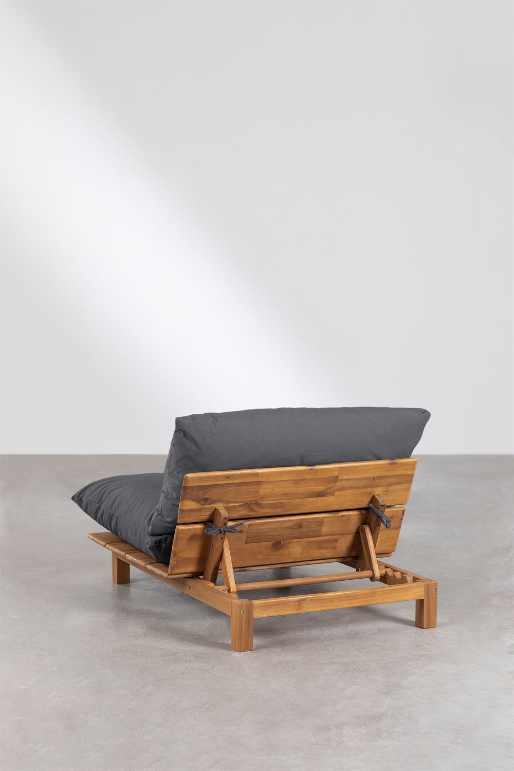 Reclining central module for Brina acacia wood modular sofa, gallery image 4