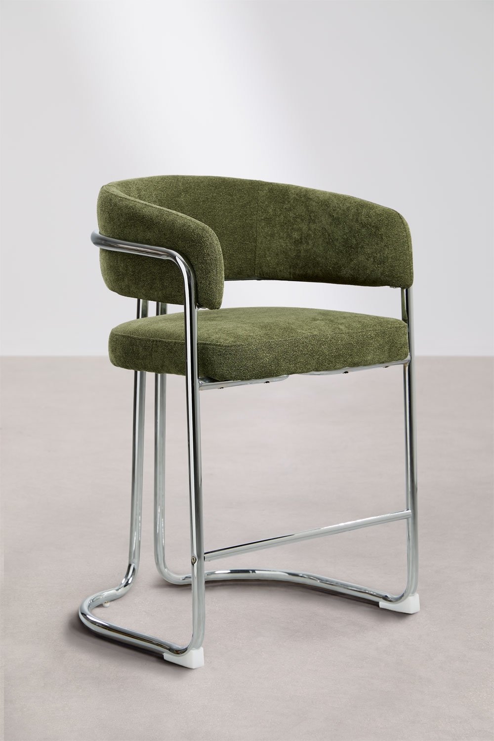 High stool with upholstered backrest and iron Zantria, gallery image 3