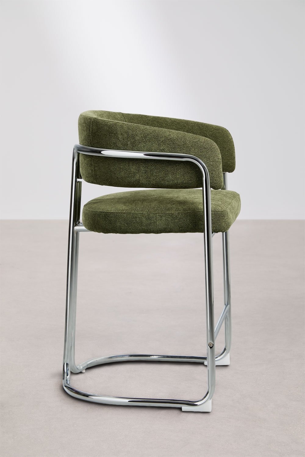 High stool with upholstered backrest and iron Zantria, gallery image 4
